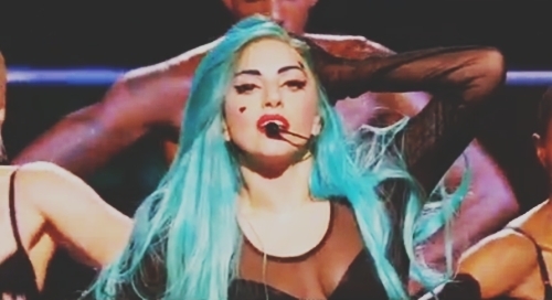 Lady Gaga-Long Aqua Wig