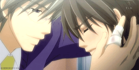 Akihiko and Misaki kiss