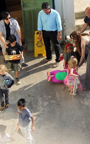  Angelina Jolie was spotted out with her kids in Malta earlier today (June 15).