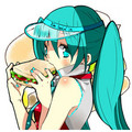 Hatsune Miku eating a sandwitch - vocaloids fan art