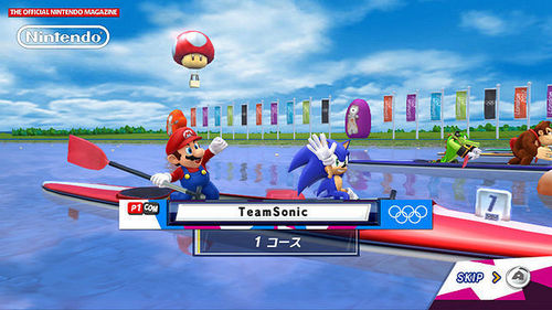  Sonic and Mario getting ready for the Canoeing event.