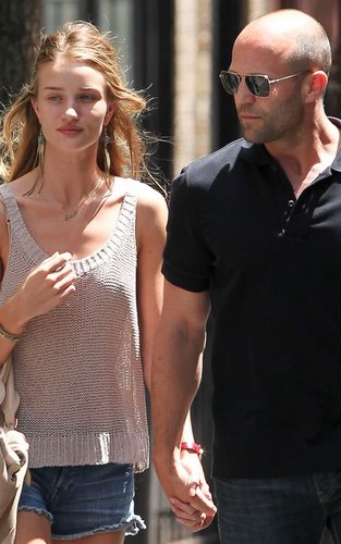  Rosie Huntington-Whitely and boyfriend Jason Statham out in New York City (June 29).