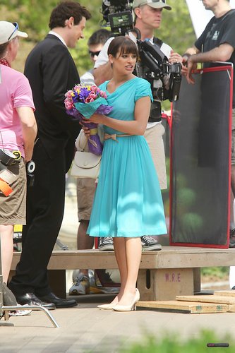 Lea & Cory filming Glee in NYC   