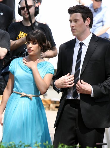  Lea & Cory filming Glee in NYC
