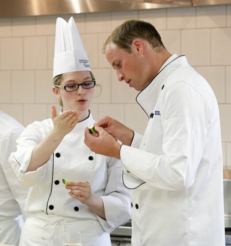 Prince William and the Duchess of Cambridge take part in a food preparation demonstration 
