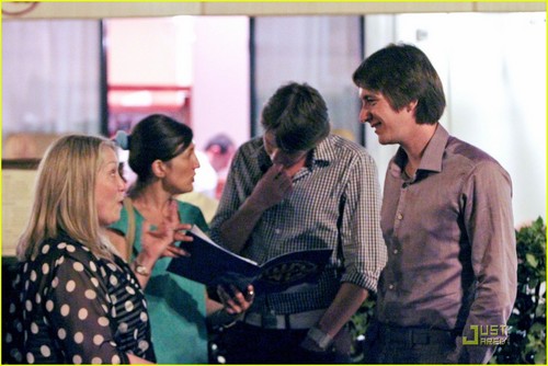 James and Oliver Phelps at Dal Bolognese in Rome, Italy on Friday night (July 1)