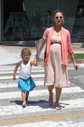 Jessica Alba leaves a boutique in LA with daughter Honor Marie.