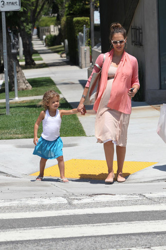Jessica Alba leaves a boutique in LA with daughter Honor Marie.