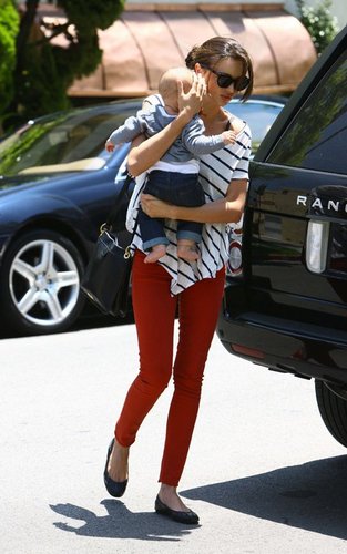 Miranda Kerr with her adorable son Flynn at a friend's house in Beverly Hills, California (July 16).