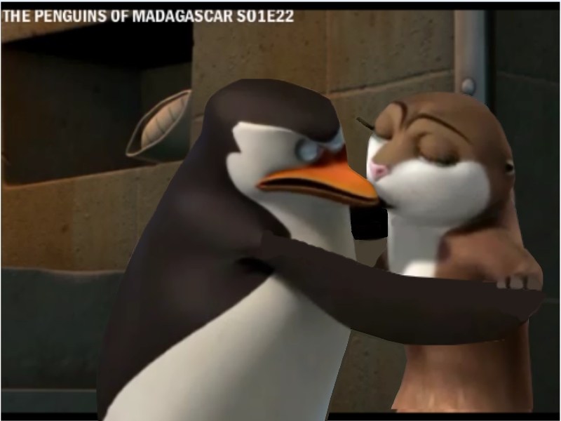 penguins of madagascar skipper and marlene kissing