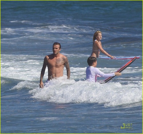 David Beckham: Shirtless Surfing!