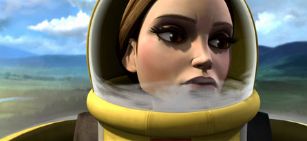 Padme in protective suit