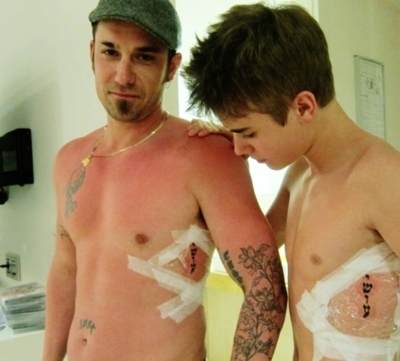 Justin did the tattoo of "Jesus" but this is real!