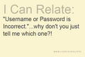 Username or Password incorrect - random photo