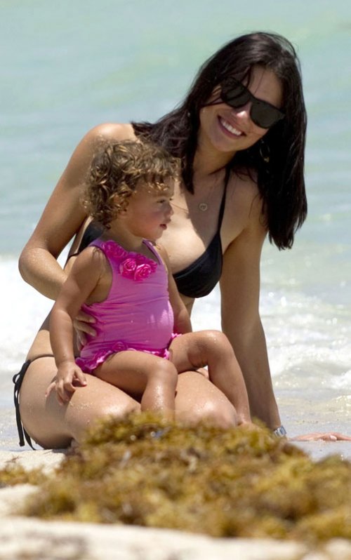 Adriana Lima and her daughter Valentina Jaric in Miami FL July 24 