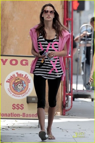 Alessandra Ambrosio wears a striped tank while after getting in a workout on Saturday (July 23)