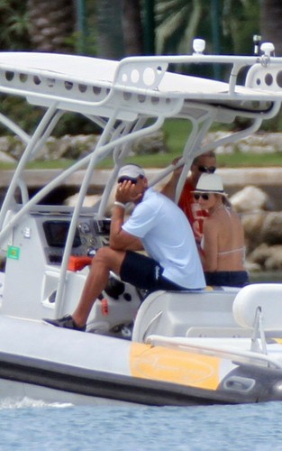 Cameron Diaz and boyfriend Alex Rodriguez on a boat in Miami Beach (July 25).