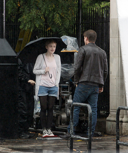 Dakota Fanning and Jeremy Irvine film “Now Is Good” in London, Aug 4