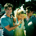 Blake Lively, Chace Crawford and Ed Westwick on the set of the Season 5 of Gossip Girl. - gossip-girl photo