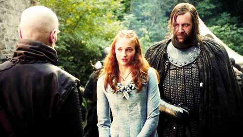  Sansa Stark with Sandor Clegane and Ilyn Payne