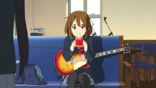(S2)In EP01 at the beginning, what song is Yui playing the guitar part for?