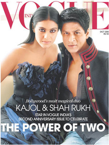  In which tahun did Kajol and Shahrukh Khan appear together on the cover of the Indian Vogue?