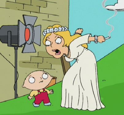  What is the name of the BBC mostra which prompts Stewie to run off to England?