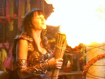 In which episode do we see Xena's fire breathing for the second time?