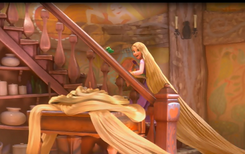  Rapunzel cleans up all the tower. Do toi remeber what she uses to clean the floor?