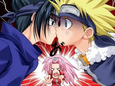  How many times have Sasuke and नारूटो kissed in the anime?