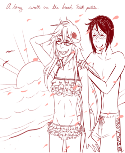  A picture of Grell and Sebastian off Tumblr. XD Judging oleh their swimwear, anda can assume the artist is also a fan of...