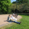 me and my big sister helen at the park relaxing while darren and adele rolling down the hill rfield photo