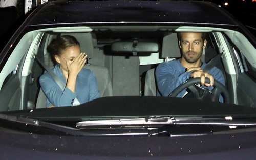  Natalie and Benjamin Millepied leaving Angelini Osteria restaurant