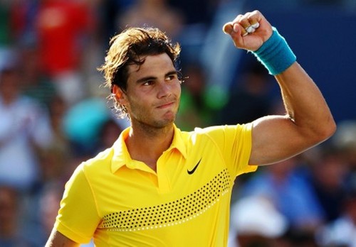  MELLOW YELLOW: Rafael Nadal certainly stood out in the dark during this year's US Open in New York