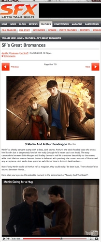  OMG!!!! Arthur & Merlin have been voted no. 3 in SFX’s سب, سب سے اوپر Ten SF’s Fantasy Bromances!