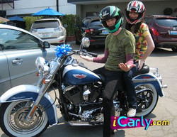 Carly & Spencer on motorcycle