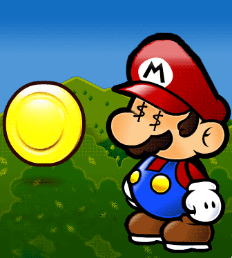  Mario;ohh look-a at that! a golsd coin!