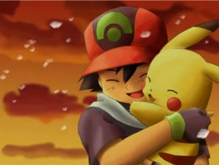  pikachu and Ash Hug