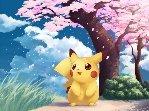  Pikachu and kirsche Blossoms