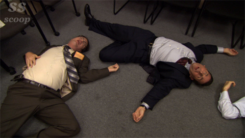 Dwight and Michael playing dead