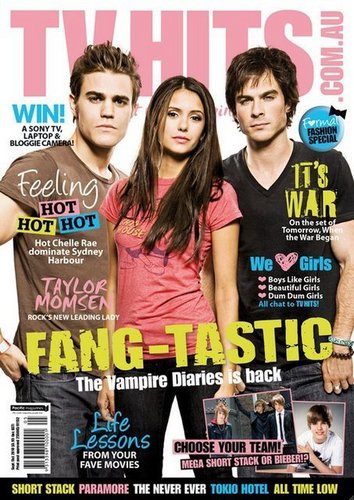  Ian Somerhalder+ Nina and Paul on the cover of Aug+Sept+Oct 2010 TV HITS Magazine