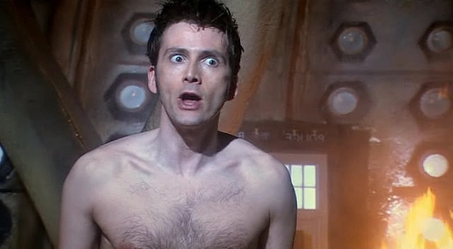Tenth Doctor almost naked