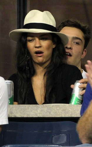 Ed Westwick and Jessica Szohr at the US Open (September 1)
