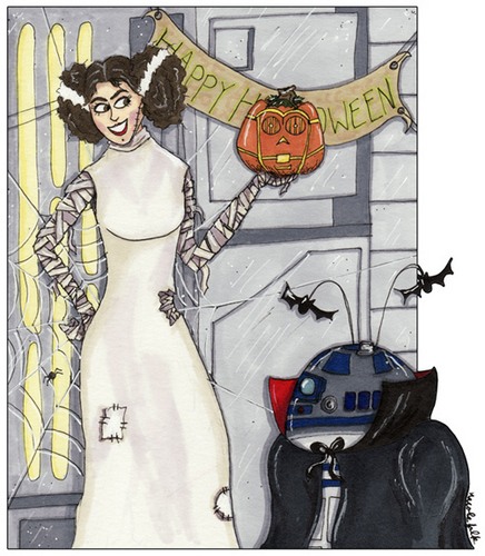  Leia and R2 at Halloween