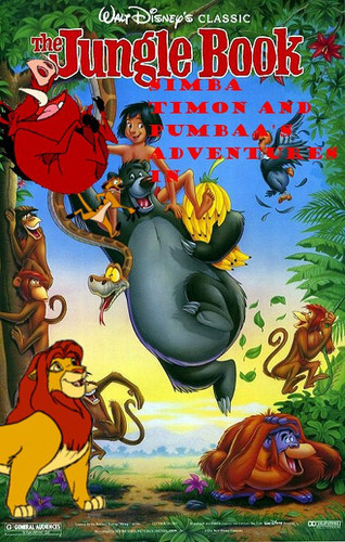 Simba Timon and Pumbaa's adventures in The Jungle Book movie poster
