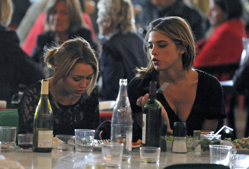  Ashley and Miley wine & dine in Paris