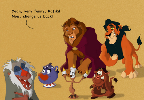 Beauty and the Beast as Lion King characters