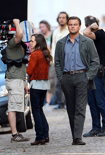 Leonardo DiCaprio and Ellen Page Filming -INCEPTION- in Paris
