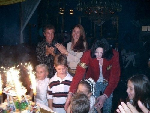 prince and paris with their daddy and friends