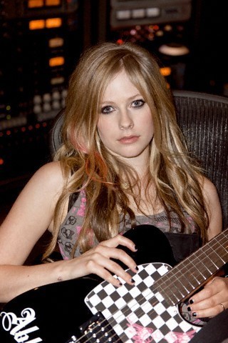Avril Lavigne in the studio